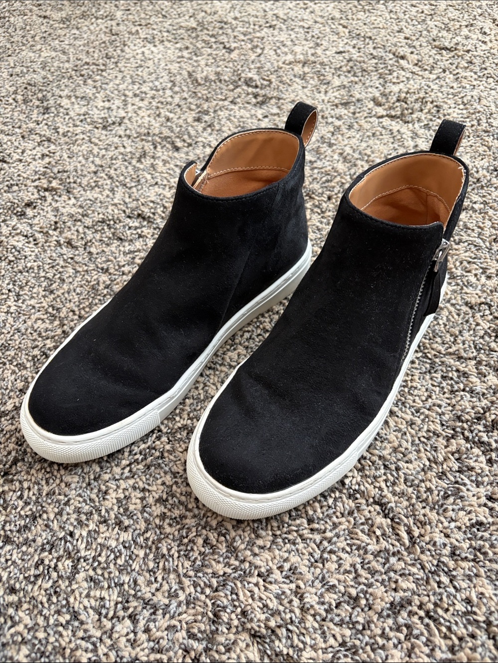 Women's J Crew Factory Black Suede High-Top Slip-On Sneakers